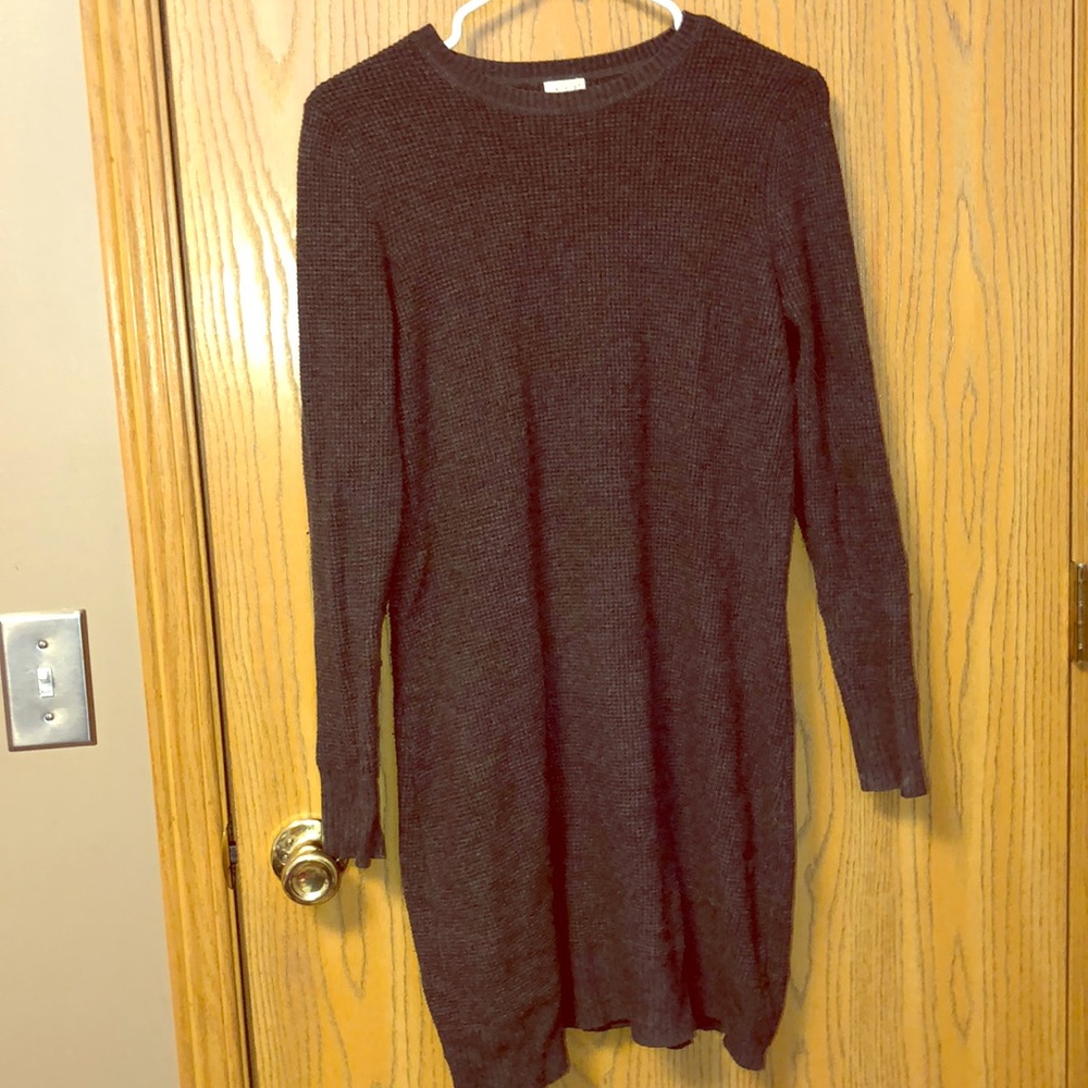 Charcoal grey sweater material dress mid leg